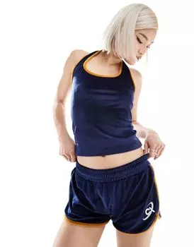 Велюровый топ COLLUSION серого цвета с воротником-халтером