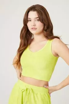 Велюровый укороченный топ Forever 21, зеленый