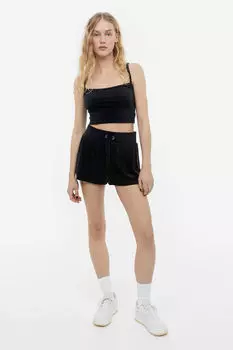 Велюровый укороченный топ H&M, черный