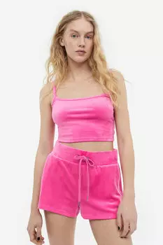 Велюровый укороченный топ H&M, розовый