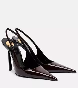 Вендом 110 лаковые туфли-лодочки на ремешке Saint Laurent, Marron Glace