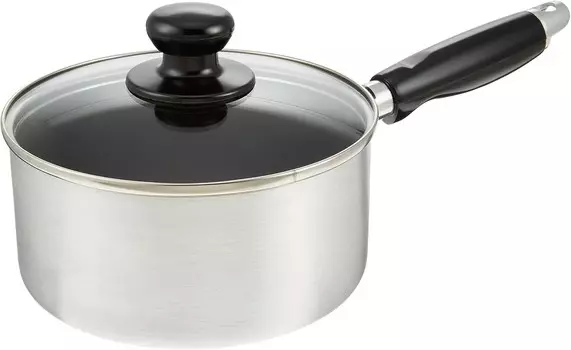 Venice BR-4525 Кастрюля с одной ручкой, 6,3 дюйма (16 см), со стеклянной крышкой, обработка фторполимером, совместима с индукцией и газом WAHEI FREIZ, Sliver