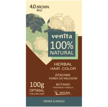 Venita 100% Natural краска для волос травяная 4.0 русая, 100 г