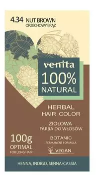 Venita 4.34 Orzechowy Brz травяная краска для волос, 1 шт.