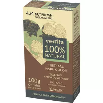 Venita Травяная краска для волос Herbal Hair Color 4.34 Орех Коричневый 100г