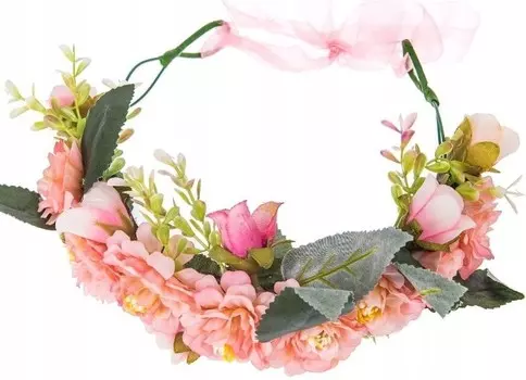 Венок ROSES FLOWERS boho для волос, пудровый пион Inna