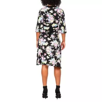 Венское женское весеннее повседневное струящееся мини-платье с цветочным принтом и рукавами-колокольчиками и V-образным вырезом Poetic Justice