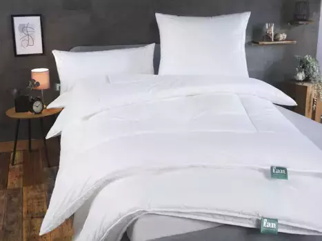 Вентилятор. Комфортное спальное одеяло из синтепона "Первый класс", 4 сезона, чехол 100% хлопок, (1 шт.) F.a.n. Schlafkomfort 155х220 см, белый