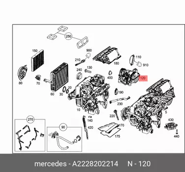 Вентилятор отопителя MERCEDES-BENZ A222 820 22 14