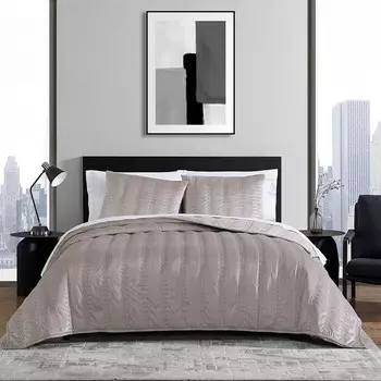 Vera Wang Набор бархатных стеганых одеял из 3 предметов с линейной строчкой, коричневый