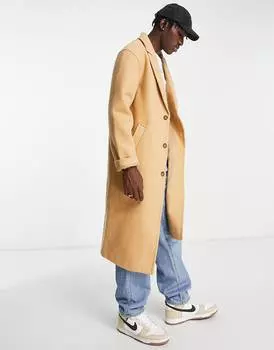 Верблюжье пальто с эффектом шерсти ASOS DESIGN