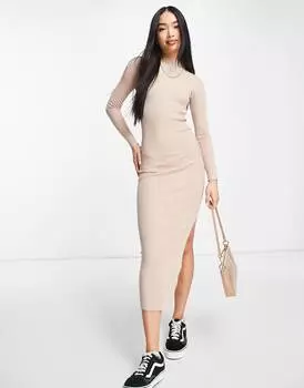 Верблюжье платье Midaxi с вырезом на спине Miss Selfridge