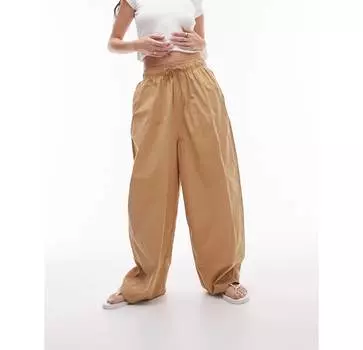 Верблюжьи брюки свободного кроя из хлопка Topshop