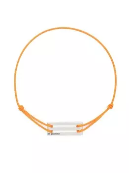 Веревочный браслет с серебряной вставкой Le Gramme, оранжевый