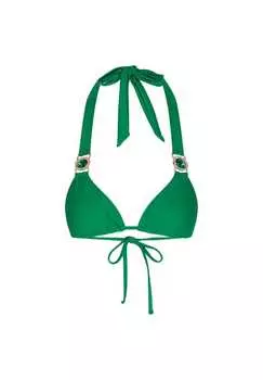 Верх бикини amour с завязками по бокам и великолепной отделкой камнями Moda Minx, цвет emerald