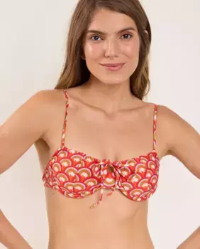 Верх бикини-балконет с принтом и подкладкой Ro de Sol, красный