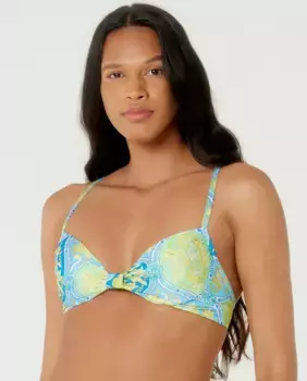 Верх бикини-балконет с принтом и подкладкой Blueman, синий