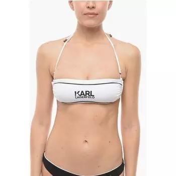 Верх бикини Bandeau контрастные детали Karl Lagerfeld, Black and White