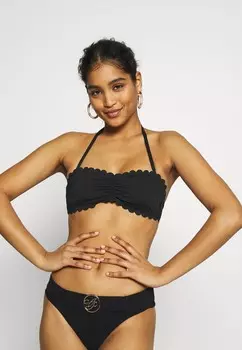 Верх бикини BANDEAU SCALLOP LASCANA, черный