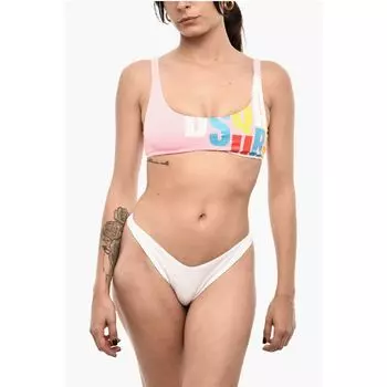 Верх бикини бандо из хлопка с принтом Dsquared2, Multicolor