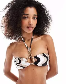 Верх бикини-бандо New Look в коричневую полоску