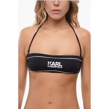 Верх бикини бандо с контрастными напечатанными деталями Karl Lagerfeld, Black