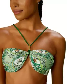 Верх бикини-бандо с принтом и подкладкой Blueman, зеленый