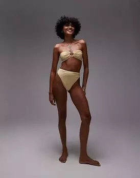 Верх бикини-бандо Topshop Thailand с металлической отделкой цвета пахты