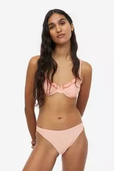 Верх бикини без подкладок H&M, персиково-розовый