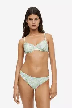 Верх бикини без подкладок H&M, светло-зеленый/цветочный
