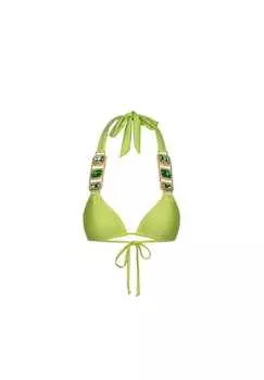 Верх бикини Boujee со стильной отделкой из камней Moda Minx, цвет sage