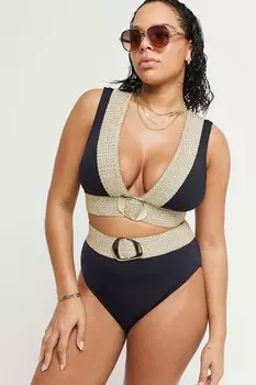 Верх бикини для полной груди с эластичной пряжкой River Island, черный