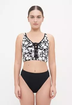 Верх бикини LACE UP CROP MICHAEL Michael Kors, черный
