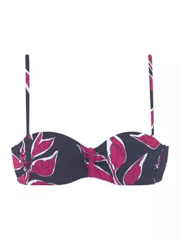 Верх бикини LASCANA Bgel-Bandeau-Bikini-Top, цвет marine-bedruckt