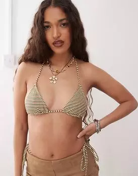 Верх бикини Motel pami в полоску коричневого цвета