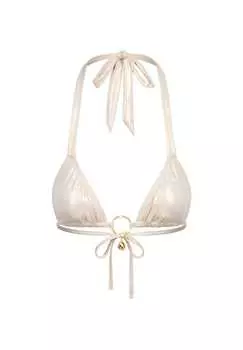 Верх бикини Mykonos с кольцом и сверкающей подвеской Moda Minx, бежевый