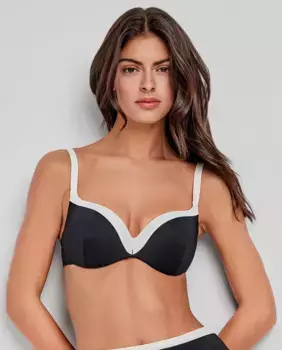 Верх бикини на косточках с контрастными краями Gisela, черный