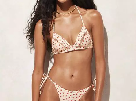 Верх бикини на косточках с оборками в красный горошек J.Crew