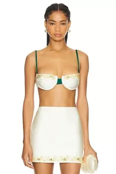 Верх бикини portofino, расшитый вручную бисером Patbo, белый