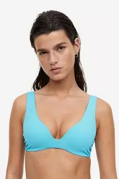 Верх бикини с эффектом пуш-ап H&M, бирюзовый
