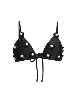 Верх бикини с цветочным бисером PatBO, черный