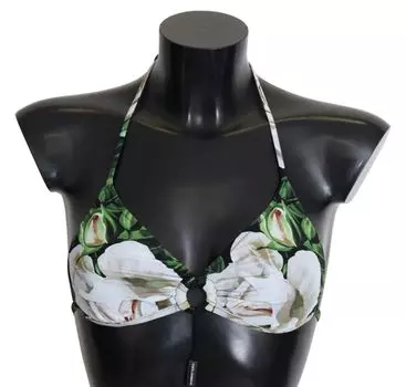 Верх бикини с цветочным принтом и застежкой-логотипом Dolce & Gabbana, мультиколор