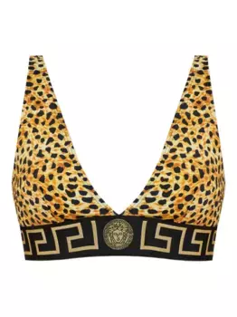 Верх бикини с леопардовым принтом в греческом стиле VERSACE, коричневый