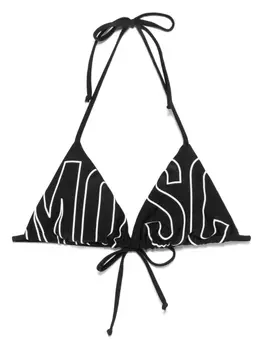 Верх бикини с логотипом Moschino, черный