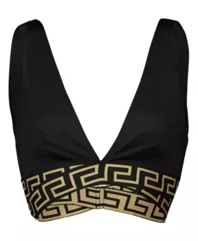 Верх бикини с отделкой Greca Versace, черный