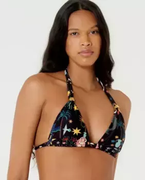 Верх бикини с принтом и застежкой-хомутиком Blueman, черный