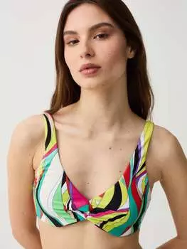 Верх бикини с разноцветным узорчатым галстуком Ovs, цвет green/yellow