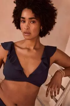 Верх бикини с рюшами Mint Velvet, синий