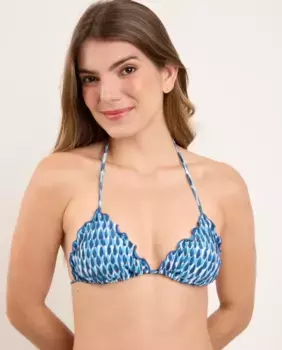 Верх бикини с треугольными чашечками и принтом Ro de Sol, синий