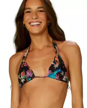 Верх бикини с треугольными чашечками и принтом Blueman, черный